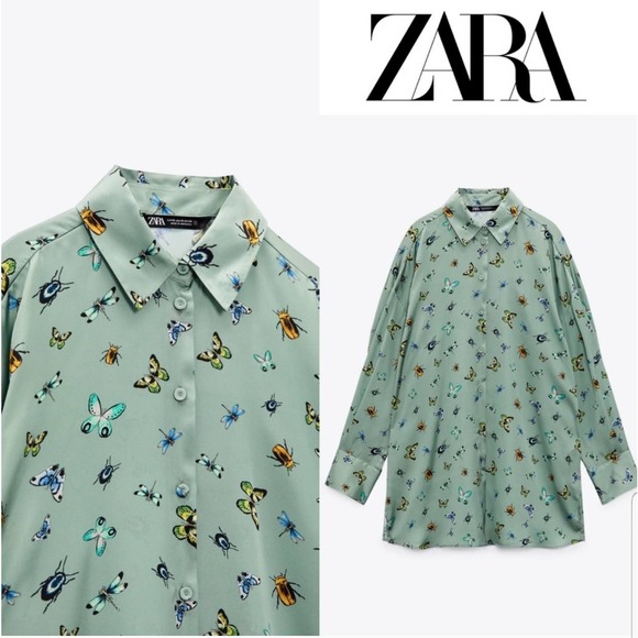 Zara Tops - ZARA oversized Printed Satin Shirt